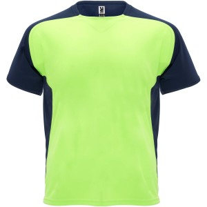 Bugatti short sleeve unisex sports t-shirt, Fluor Green, Navy Blue (T-shirt, mixed fiber, synthetic)