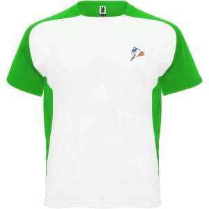 Bugatti short sleeve unisex sports t-shirt, White, Fern green (T-shirt, mixed fiber, synthetic)