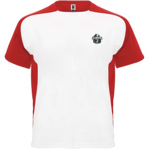 Bugatti short sleeve unisex sports t-shirt, White, Red (T-shirt, mixed fiber, synthetic)