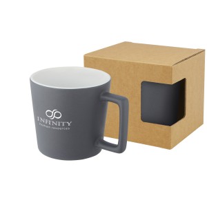 Cali 370 ml ceramic mug with matt finish, White, Matt black (Mugs)