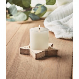 Candle on star wooden base, Wood (Candles)