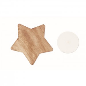 Candle on star wooden base, Wood (Candles)