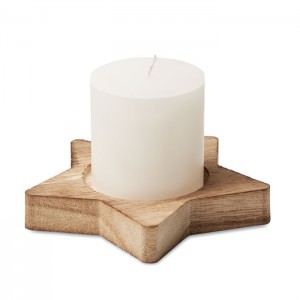 Candle on star wooden base, Wood (Candles)