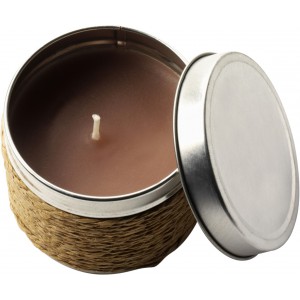 Tin with scented candle Zora, khaki (Candles)