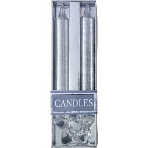 Two glitter candles with glass holder Alexia, silver (Candles)