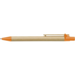 Cardboard ballpen Peter, orange (Wooden, bamboo, carton pen)