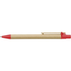 Cardboard ballpen Peter, red (Wooden, bamboo, carton pen)