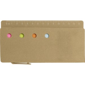 Cardboard memo holder with ruler Riva, brown (Sticky notes)