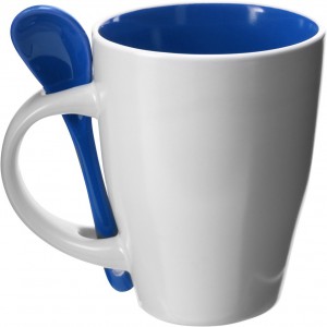 Ceramic mug with spoon Eduardo, blue (Mugs)