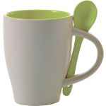 Ceramic mug with spoon Eduardo, lime (2855-19)