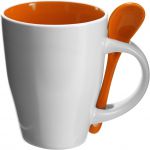 Ceramic mug with spoon Eduardo, orange (2855-07)