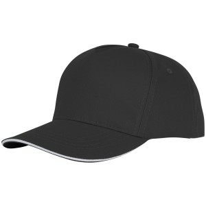 Ceto 5 panel sandwich cap, solid black (Hats)