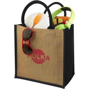 Chennai tote bag made from jute, Natural, solid black (Shopping bags)