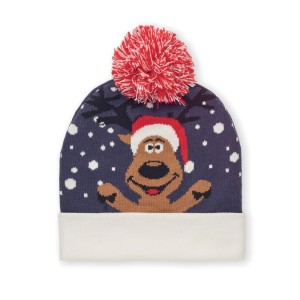 Christmas knitted beanie, Blue (Hats)