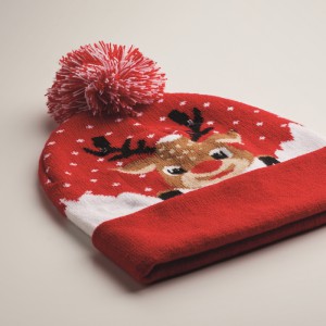 Christmas knitted beanie LED, Red (Hats)