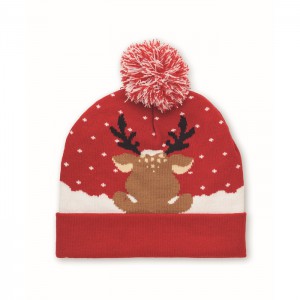 Christmas knitted beanie, Red (Hats)