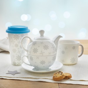 Christmas tea set, grey (Mugs)