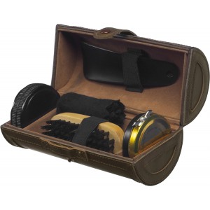 Schuhputzset in Kunstleder-Rolle Mario, Braun