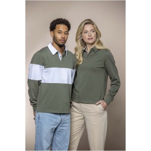 Clyde unisex organic rugby polo sweatshirt, Green (Pullovers)