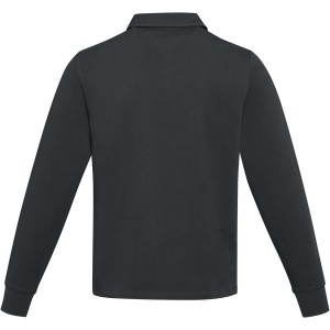 Clyde unisex organic rugby polo sweatshirt, Solid black (Pullovers)