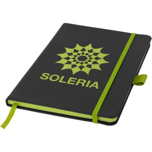 Colour-edge A5 hard cover notebook, solid black,Lime (Notebooks)