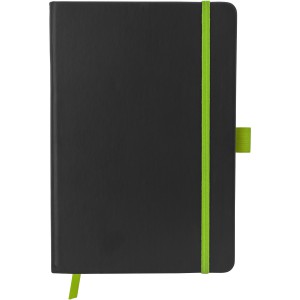 Colour-edge A5 hard cover notebook, solid black,Lime (Notebooks)