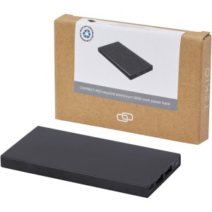 Connect5000 mAh Powerbank aus recyceltem Aluminium, schwarz