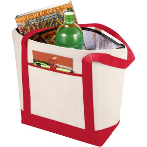 Lighthouse non-woven cooler tote, Natural,Red (Cooler bags)