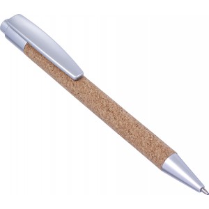 Cork ballpen Macie, silver (Wooden, bamboo, carton pen)