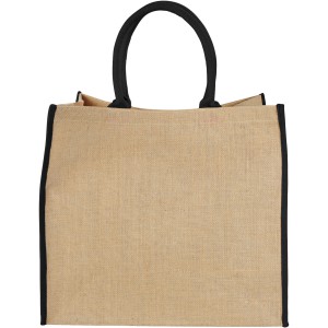 Harry large tote bag made from jute, Natural, solid black (cotton bag)