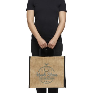 Harry large tote bag made from jute, Natural, solid black (cotton bag)
