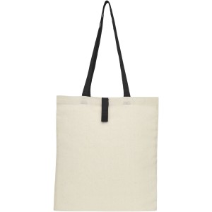Nevada 100 g/m2 cotton foldable tote bag, Natural, Solid black (cotton bag)
