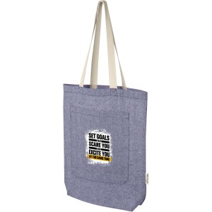 Pheebs 150 g/m2 recycled cotton tote bag with front pocket 9L, Heather blue (cotton bag)