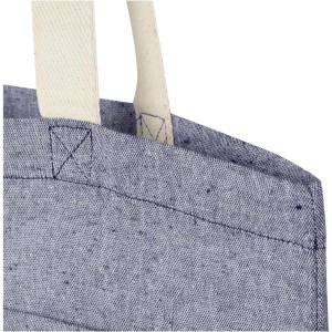 Pheebs 150 g/m2 recycled cotton tote bag with front pocket 9L, Heather blue (cotton bag)