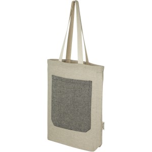 Pheebs 150 g/m2 recycled cotton tote bag with front pocket 9L, Natural, Heather black (cotton bag)