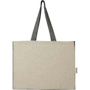 Pheebs 190 g/m2 recycled cotton gusset tote bag with contrast sides 18L, Heather natural, Heather bl (cotton bag)