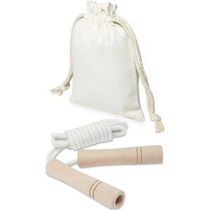 Denise wooden skipping rope in cotton pouch, Off white, Wood (Sports equipment)