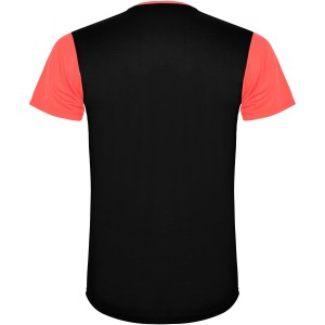 Detroit short sleeve kids sports t-shirt, Fluor Coral, Solid black (T-shirt, mixed fiber, synthetic)