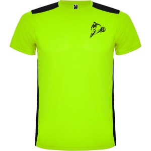 Detroit short sleeve kids sports t-shirt, Lime, Solid black (T-shirt, mixed fiber, synthetic)