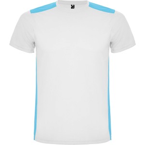 Detroit short sleeve unisex sports t-shirt, White, Turquois (T-shirt, mixed fiber, synthetic)