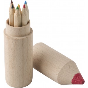 Wooden tube with pencils Francis, brown (Drawing set)