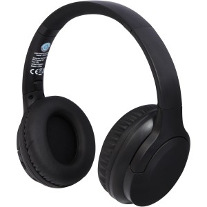 Loop recycled plastic Bluetooth(r) headphones, Solid black (Earphones, headphones)