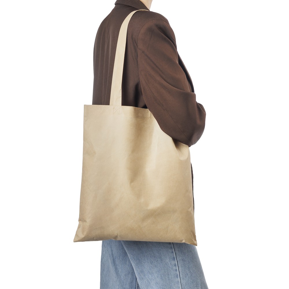 Nonwoven (80 gsm) shopping bag Taye, khaki (Einkaufstaschen)