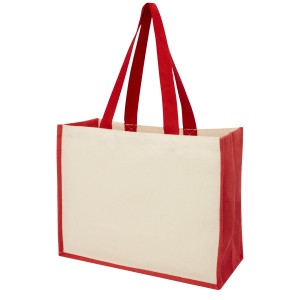 Varai 320 g/m Canvas und Jute Einkaufstasche 23L, rot