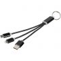 Metal 3-in-1 charging cable with keychain, solid black