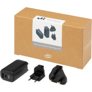 ADAPT 25W recycled plastic PD travel charger, Solid black (Eletronics cables, adapters)