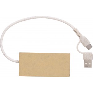 Aluminium and recycled paper USB hub Paulo, brown (Eletronics cables, adapters)