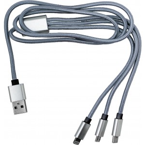 Nylon charging cable Felix, silver (Eletronics cables, adapters)
