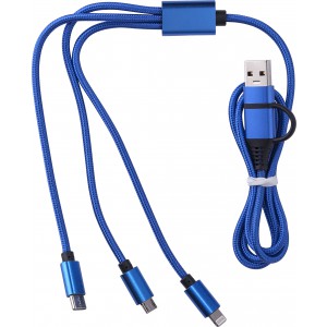 Nylon charging cable Leif, cobalt blue (Eletronics cables, adapters)