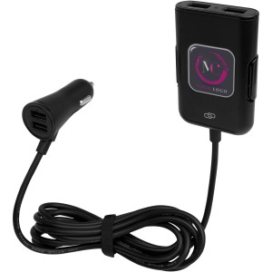 Pilot dual car charger with QC 3.0 dual back seat extended charger, Solid black (Eletronics cables, adapters)